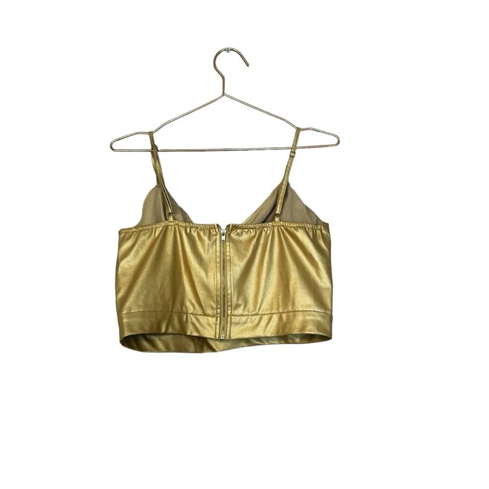 A peach buckle metallic gold faux leather crop top size medium - Picture 4 of 6